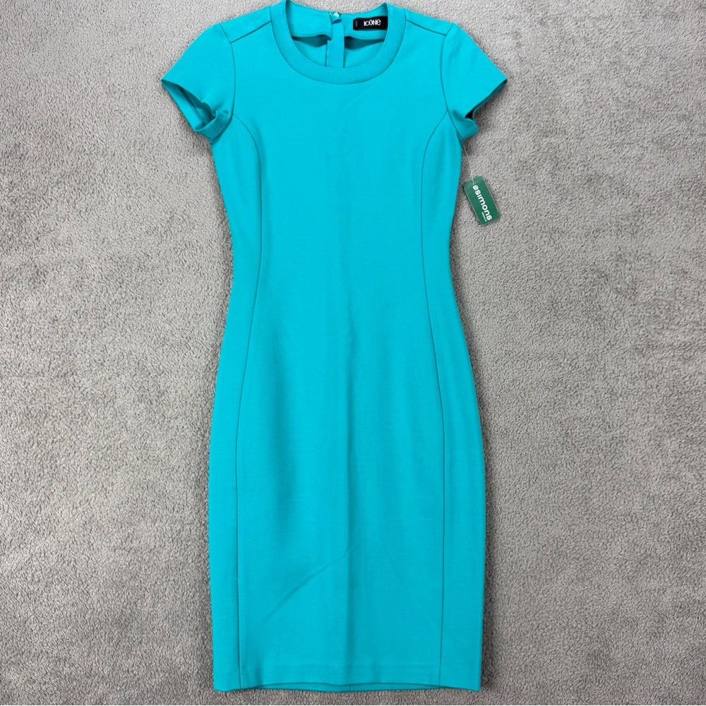 NWT Icone Turquoise Cap-Sleeve Sheath Dress